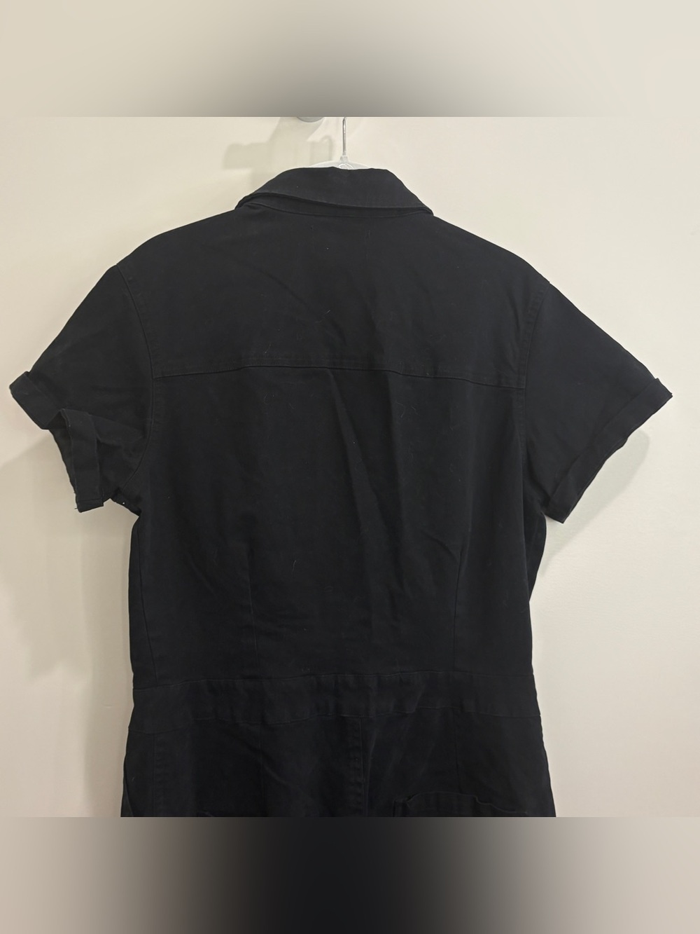 ATWYLD Pit Crew Jumpsuit Black Utility Coveralls Short Sleeve Women’s L USA Chic - Picture 14 of 15